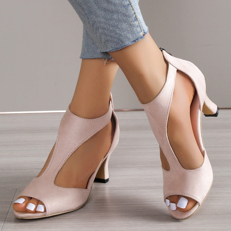 Sandales à Talons Zip & Bout Ouvert