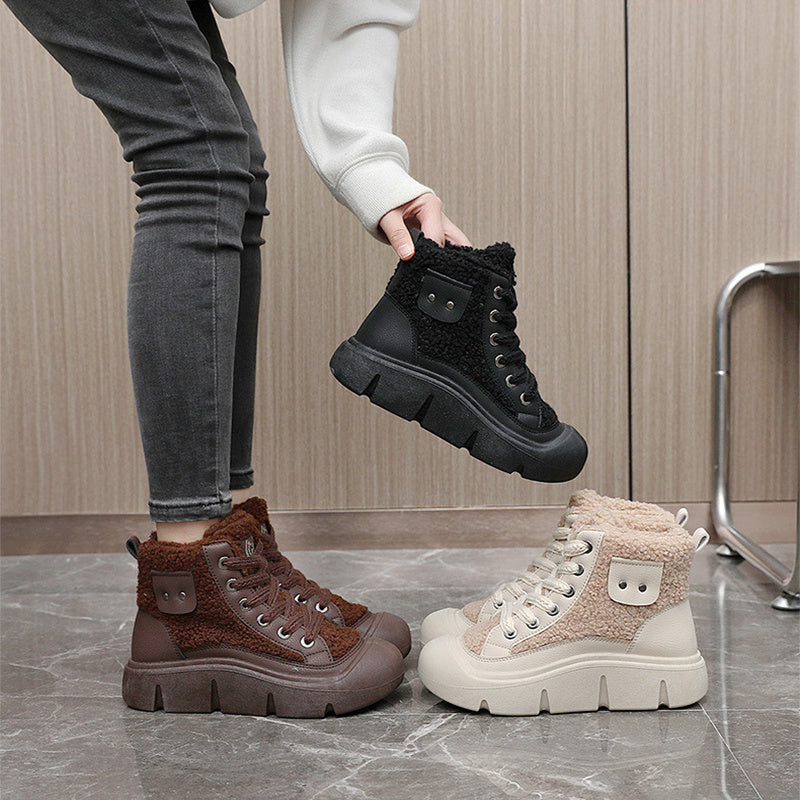 Bottes Montantes à Lacets en Cachemire