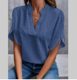 Blouse Fluide en Chiffon à Col V
