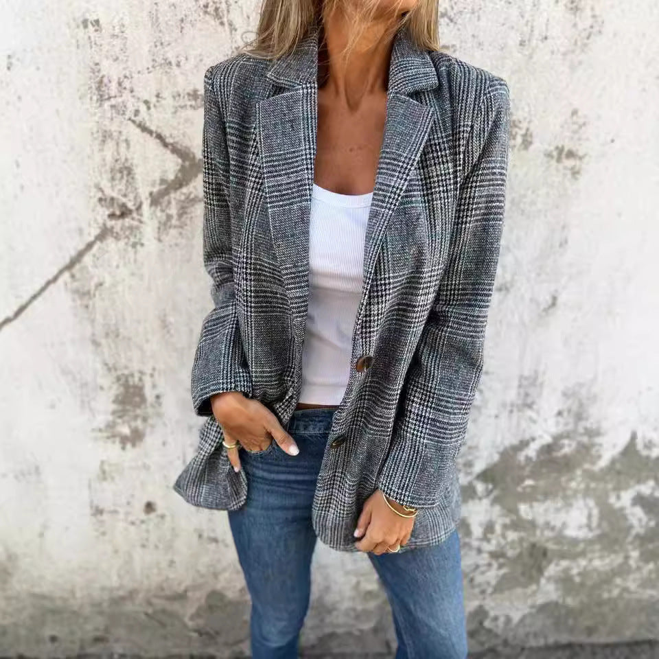 Blazer Élégance Rétro Pied-de-Poule