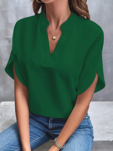 Blouse Fluide en Chiffon à Col V