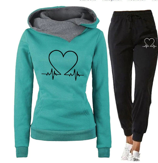 Ensemble Sportif avec Imprimé Cœur et Capuche