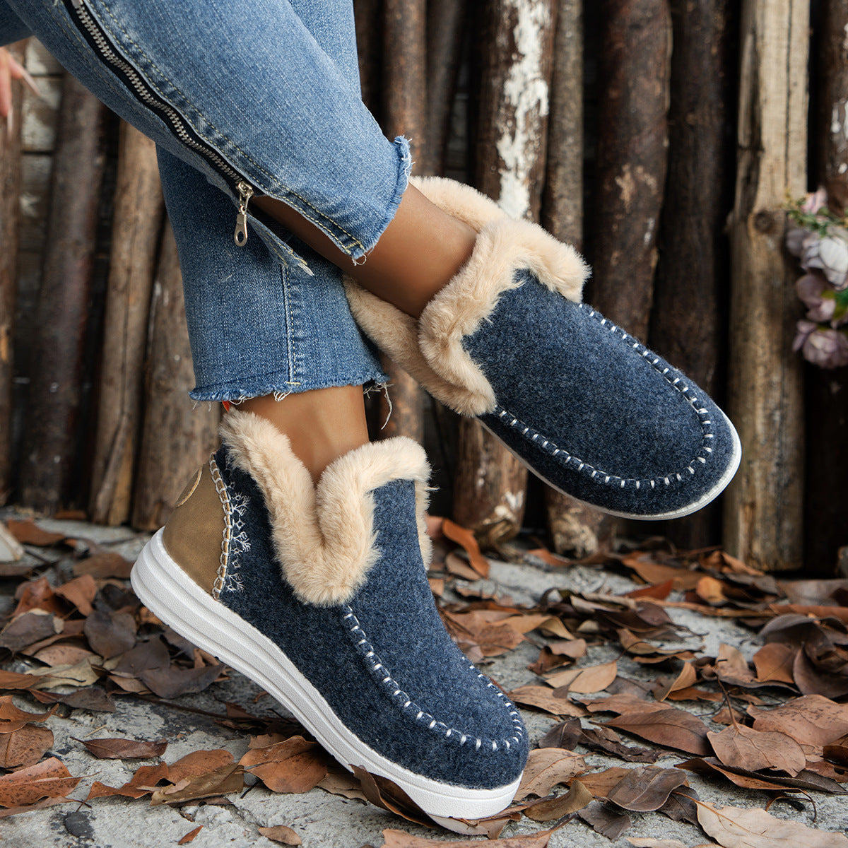 Chaussures en Coton Doublées Polaire pour Taille Plus
