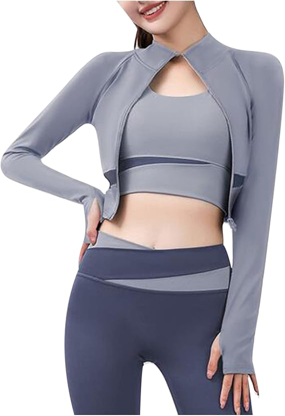 Best Ensemble 3 Pièces Patchwork – Veste, Brassière et Legging