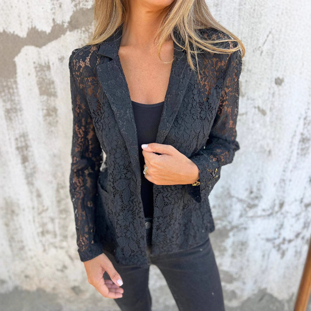 Ensemble Élégant Chemise en Dentelle & Pantalon