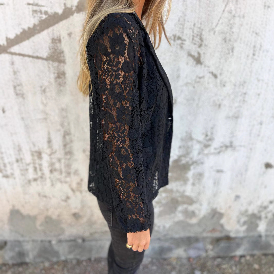 Ensemble Élégant Chemise en Dentelle & Pantalon