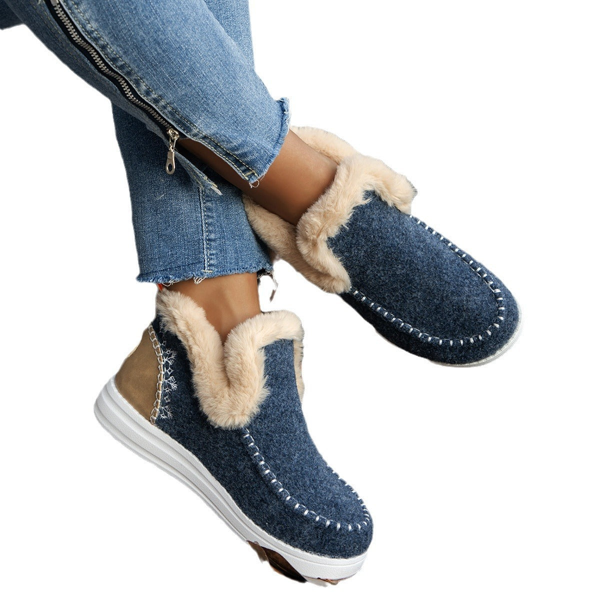 Chaussures en Coton Doublées Polaire pour Taille Plus