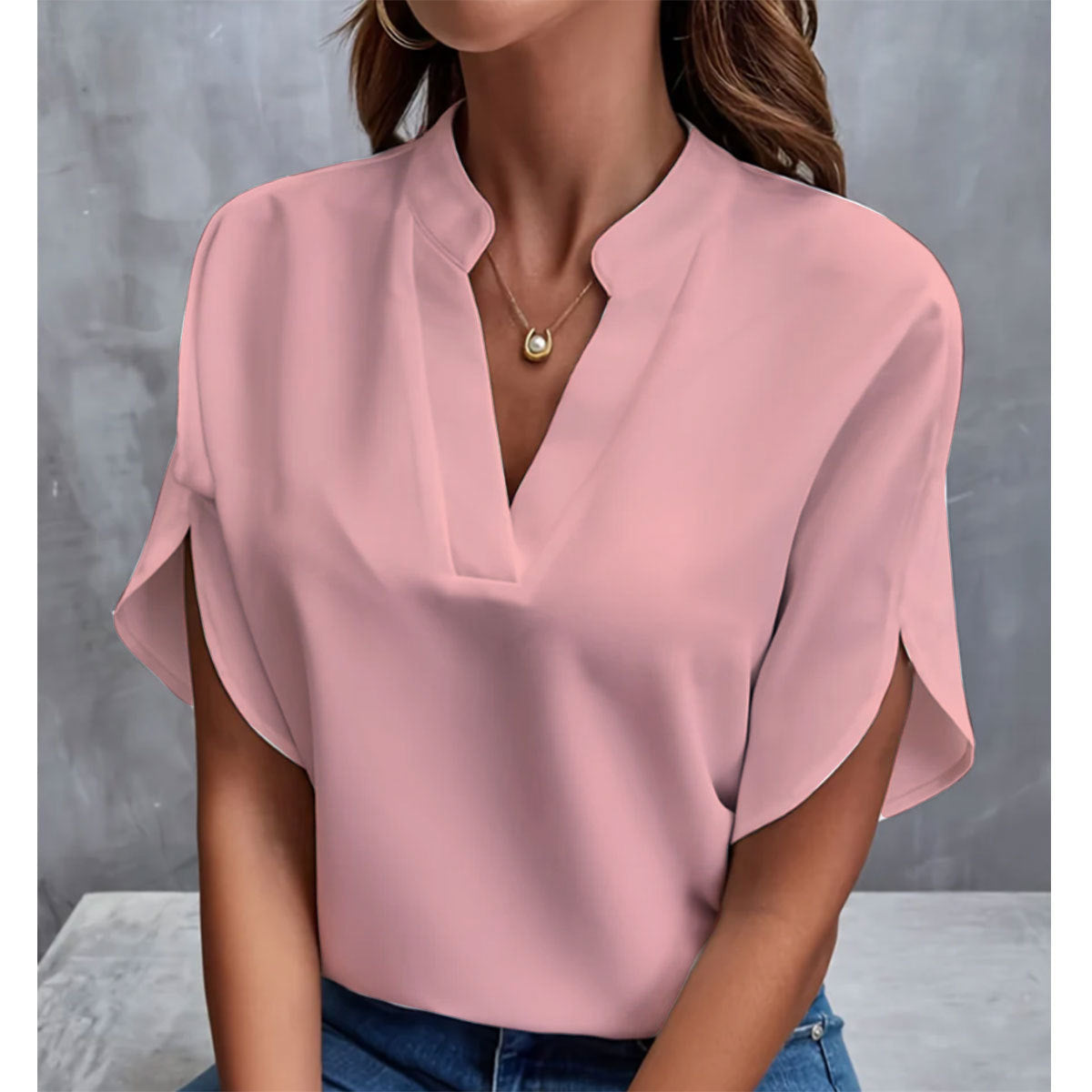 Blouse Fluide en Chiffon à Col V