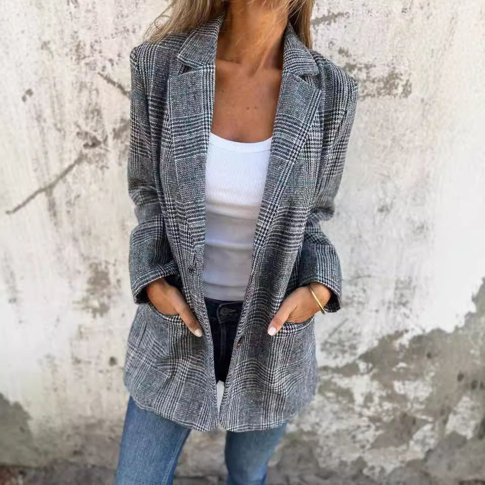 Blazer Élégance Rétro Pied-de-Poule