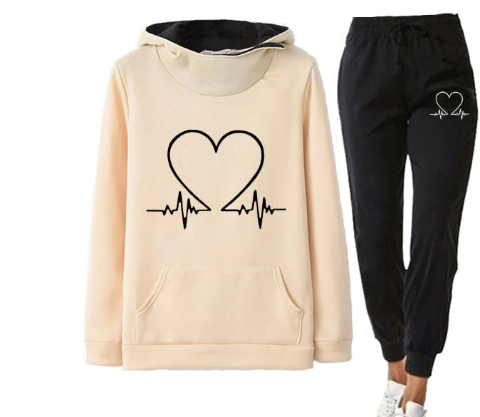 Ensemble Sportif avec Imprimé Cœur et Capuche