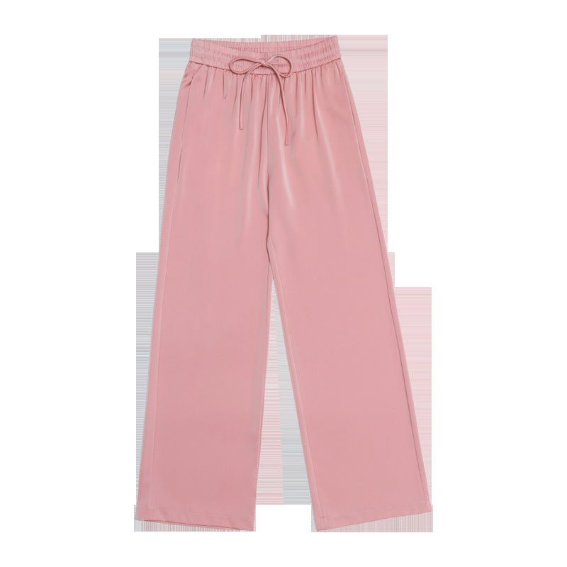 Pantalon Large en Soie Glacée à Imprimé Chic
