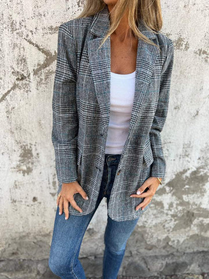 Blazer Élégance Rétro Pied-de-Poule