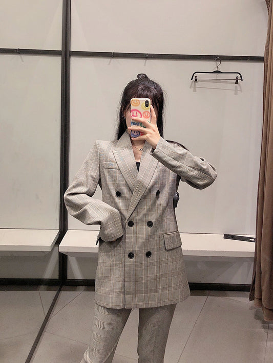 Veste Blazer à Carreaux – Élégance Structurée pour l'Automne