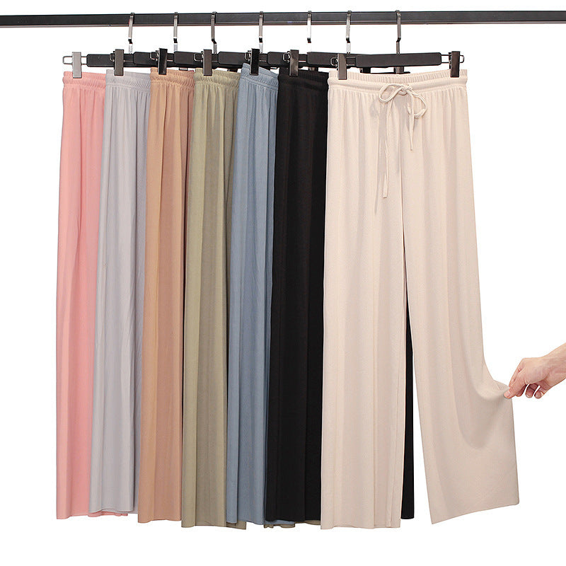 Pantalon Large en Soie Glacée, Culotte 9/10 Femme
