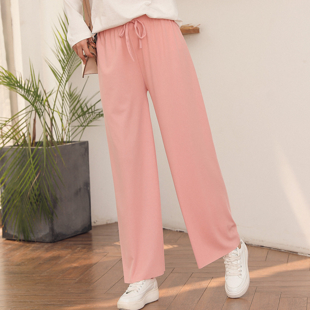 Pantalon Large en Soie Glacée, Culotte 9/10 Femme