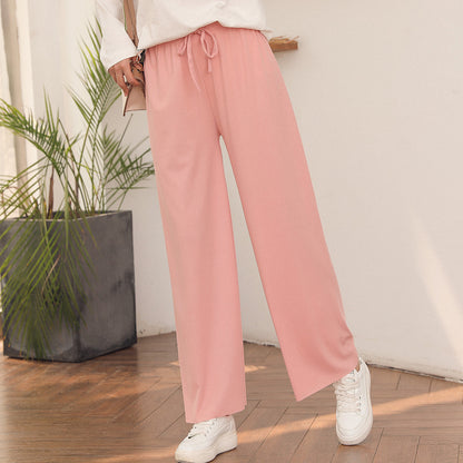 Pantalon Large en Soie Glacée, Culotte 9/10 Femme