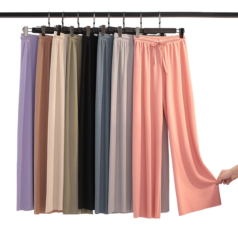 Pantalon Large en Soie Glacée, Culotte 9/10 Femme