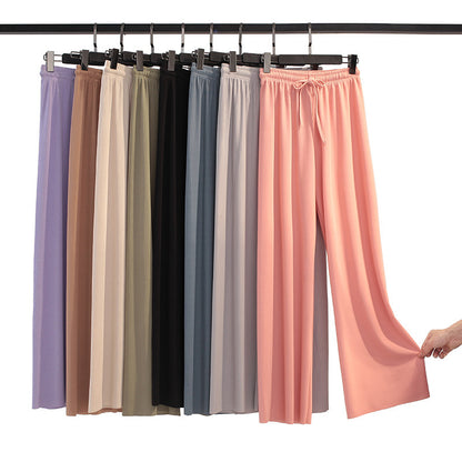 Pantalon Large en Soie Glacée, Culotte 9/10 Femme