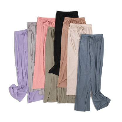 Pantalon Large en Soie Glacée, Culotte 9/10 Femme