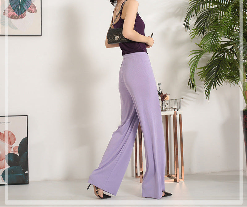 Pantalon Large en Soie Glacée, Culotte 9/10 Femme