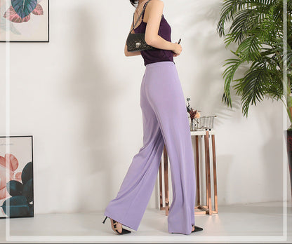 Pantalon Large en Soie Glacée, Culotte 9/10 Femme