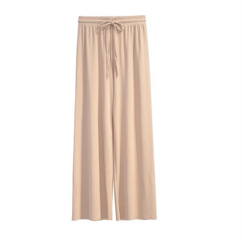 Pantalon Large en Soie Glacée, Culotte 9/10 Femme