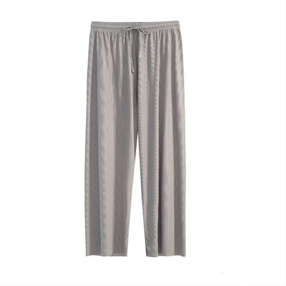 Pantalon Large en Soie Glacée, Culotte 9/10 Femme