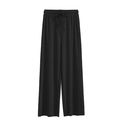 Pantalon Large en Soie Glacée, Culotte 9/10 Femme