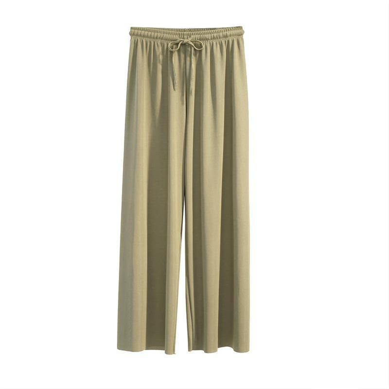 Pantalon Large en Soie Glacée, Culotte 9/10 Femme