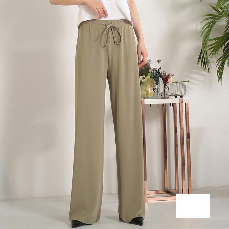Pantalon Large en Soie Glacée, Culotte 9/10 Femme