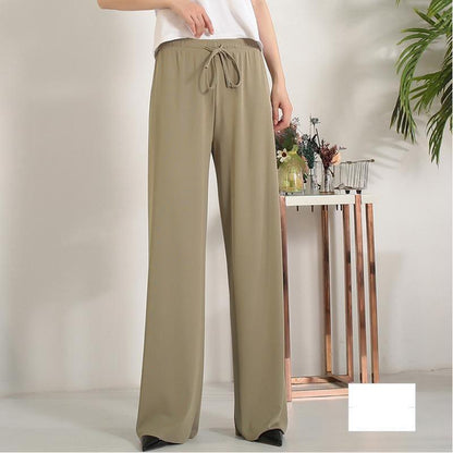 Pantalon Large en Soie Glacée, Culotte 9/10 Femme