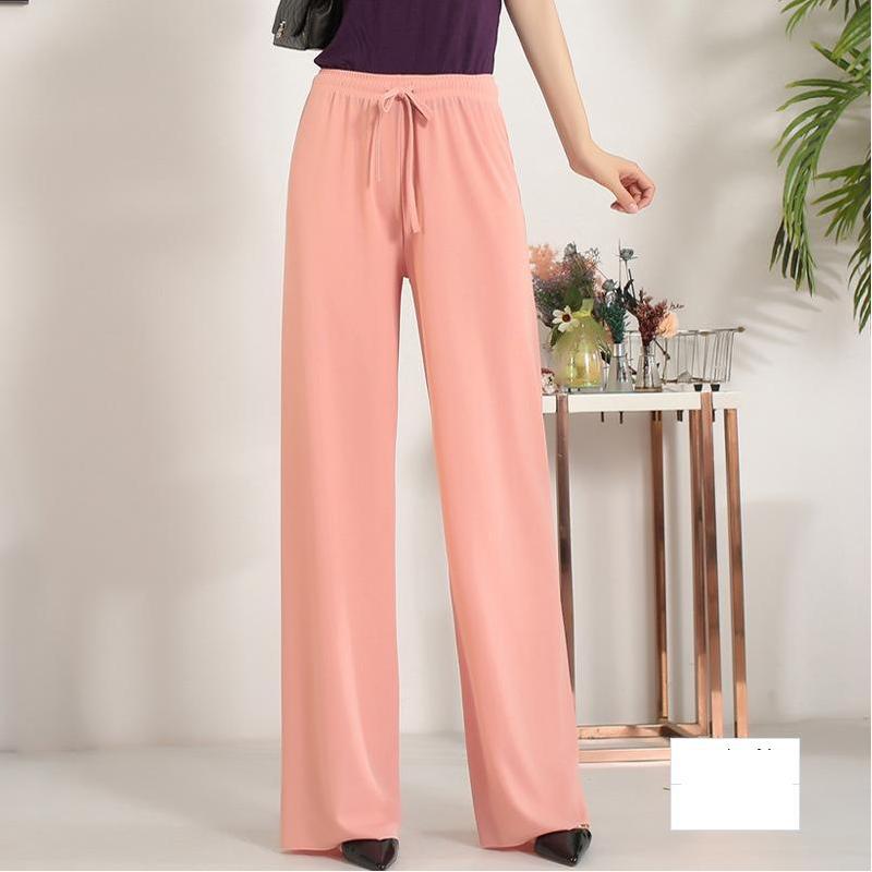 Pantalon Large en Soie Glacée, Culotte 9/10 Femme