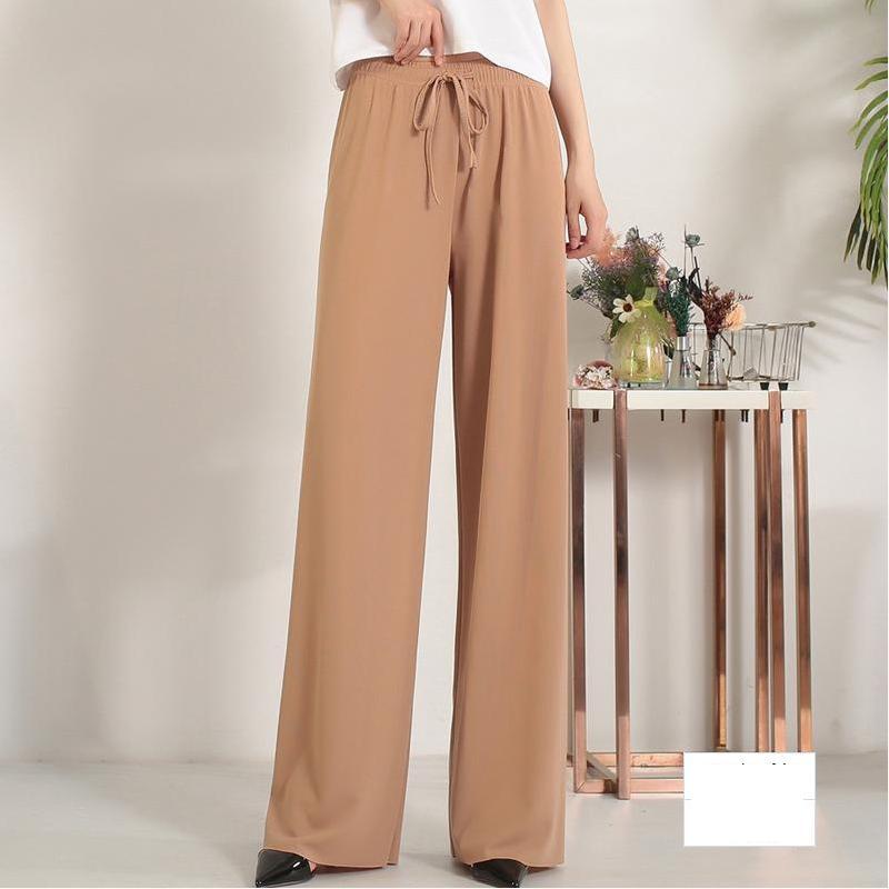 Pantalon Large en Soie Glacée, Culotte 9/10 Femme