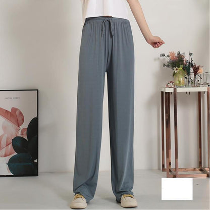 Pantalon Large en Soie Glacée, Culotte 9/10 Femme