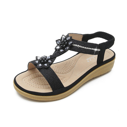 Sandales Bohème à Fleurs et Strass