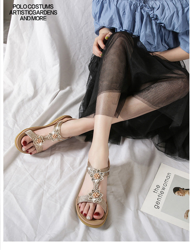 Sandales Bohème à Fleurs et Strass