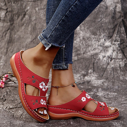 Sandales Fleur à Talon Compensé Grande Taille