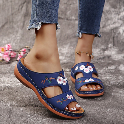 Sandales Fleur à Talon Compensé Grande Taille