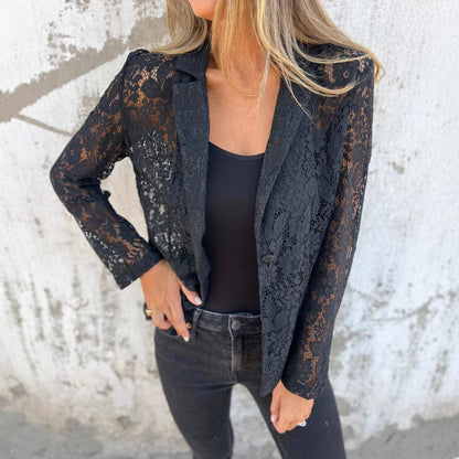 Ensemble Élégant Chemise en Dentelle & Pantalon