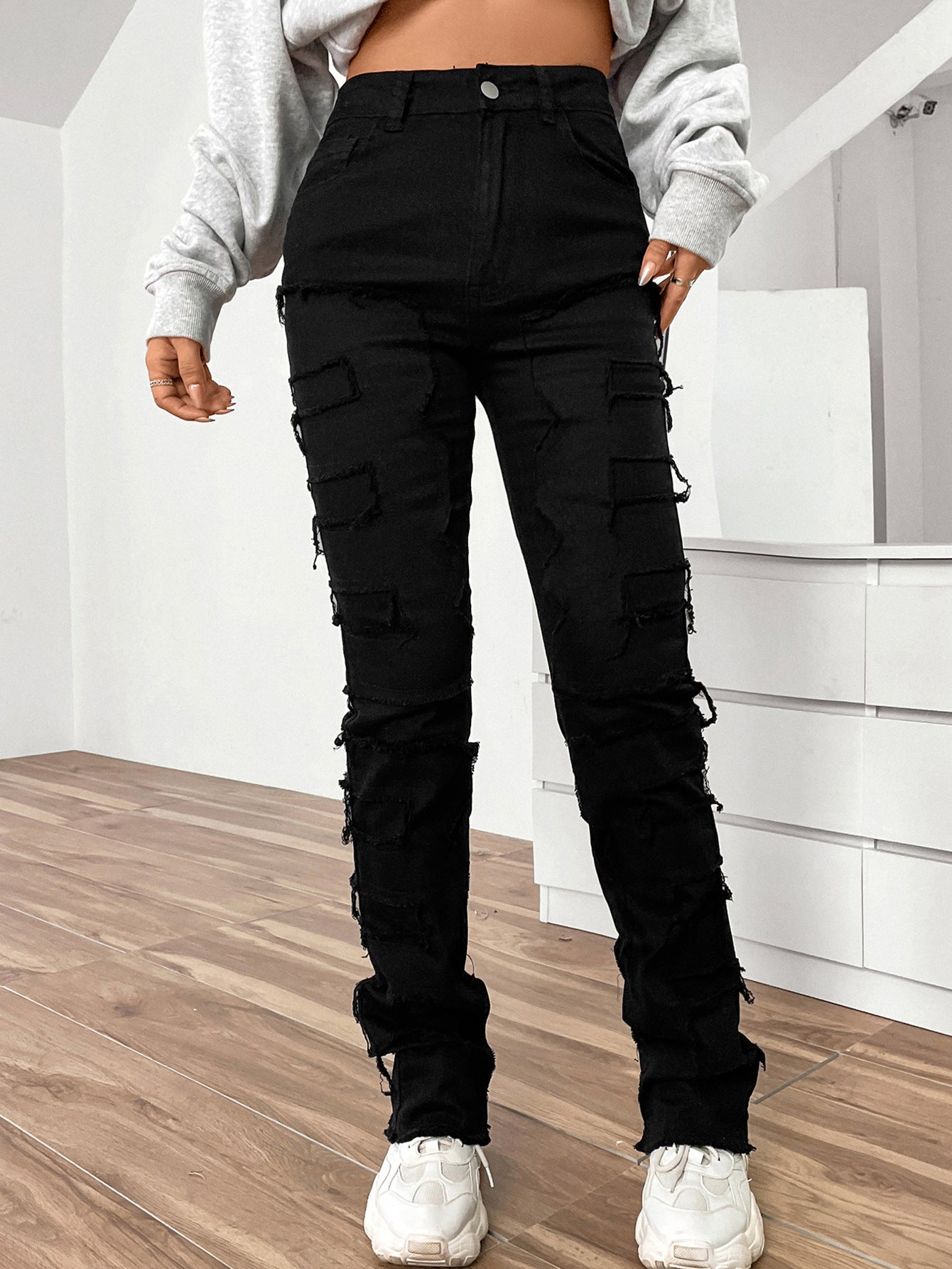 Jean Femme Coupe Droite Brodé