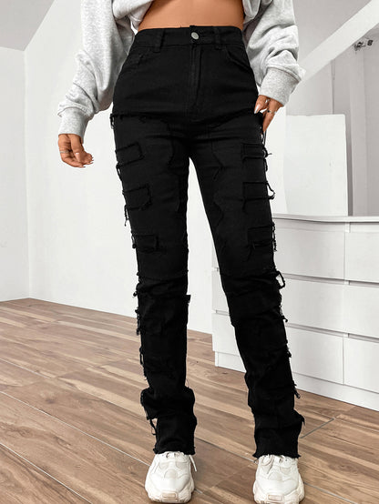 Jean Femme Coupe Droite Brodé