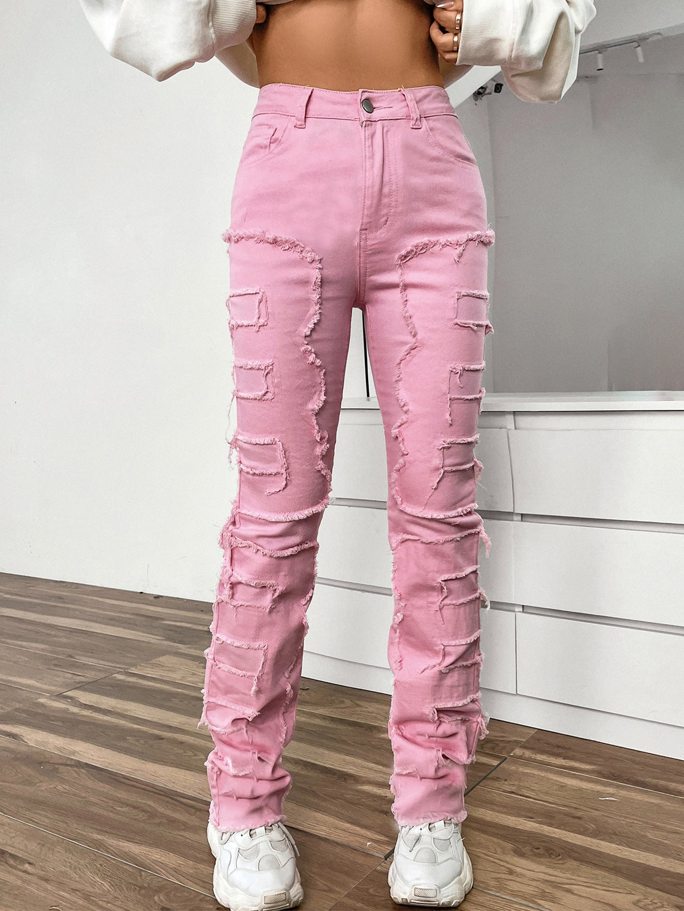 Jean Femme Coupe Droite Brodé