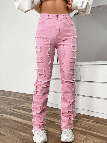 Jean Femme Coupe Droite Brodé