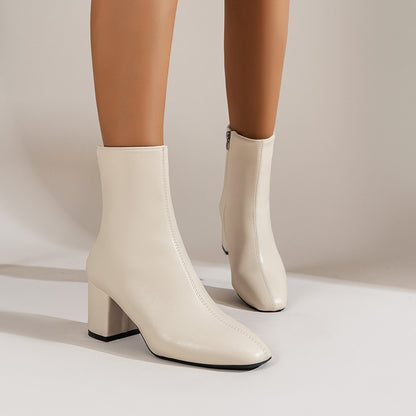 Bottes Élégantes à Bout Pointu et Talon Épais