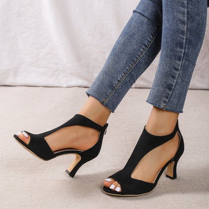 Sandales à Talons Zip & Bout Ouvert
