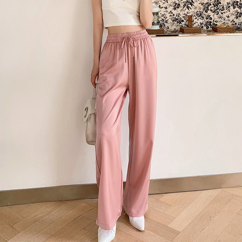 Pantalon Large en Soie Glacée à Imprimé Chic