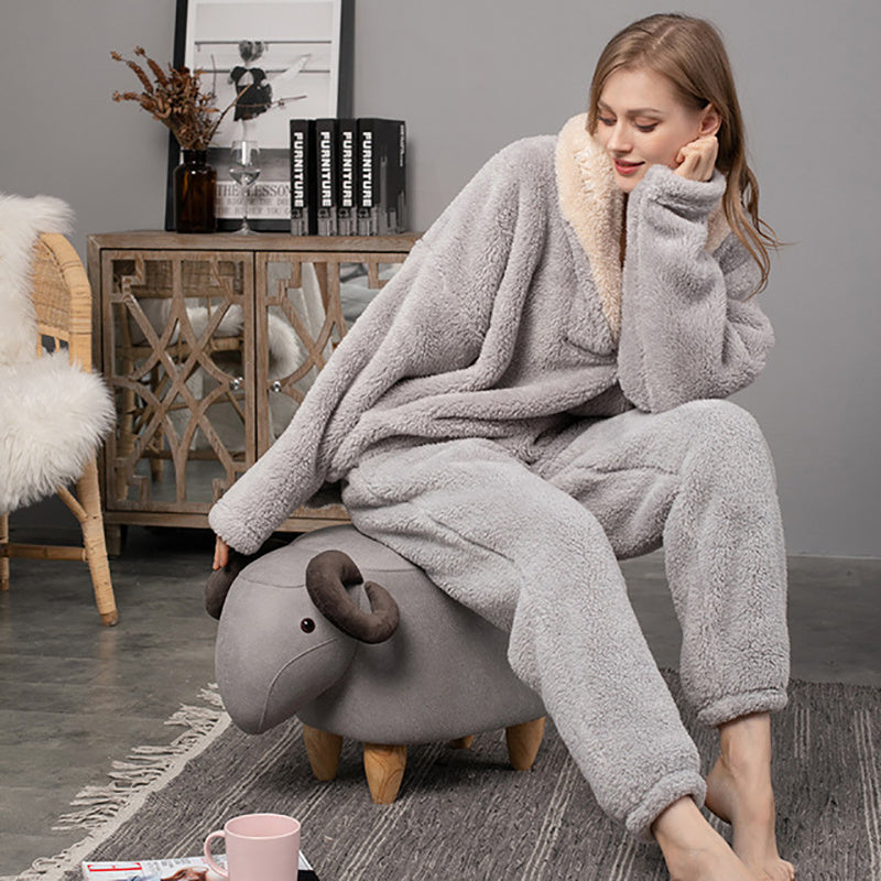 Pyjama en flanelle épaissi – Confort et chaleur pour la maison
