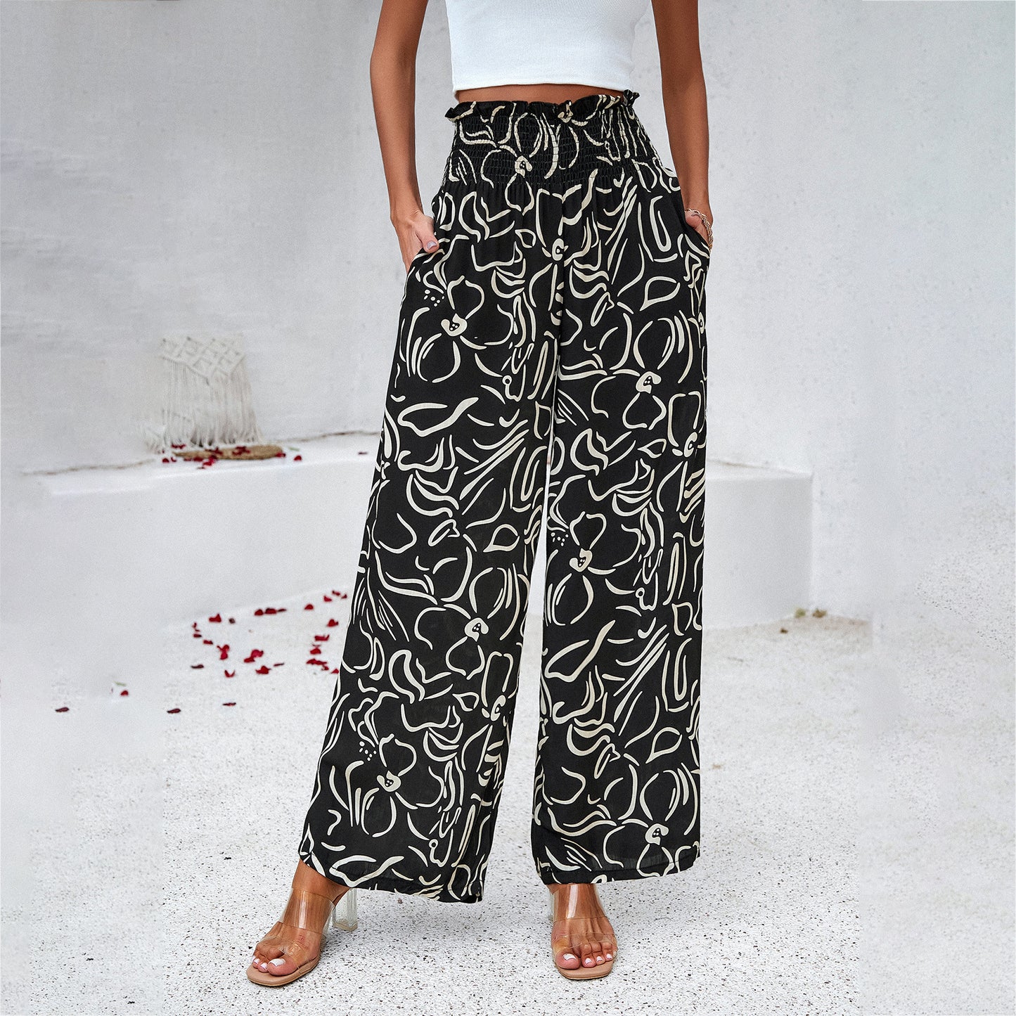 Pantalon Ample Imprimé Élégant