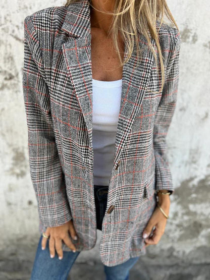 Blazer Élégance Rétro Pied-de-Poule