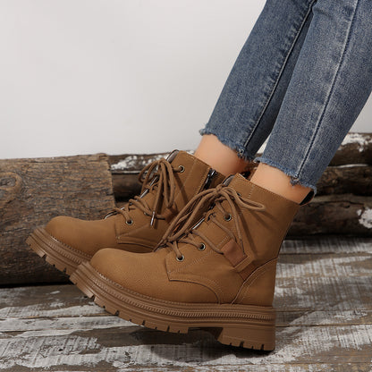 Bottines à Lacets à Talon Carré pour Femme